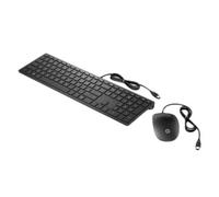 HP Pavilion 400 Bundle (4CE97AA) Keyboard and mouse with cable (QWERTZ, 1.600 dpi, USB cable, 3 buttons, scroll wheel) black, Italian Layout