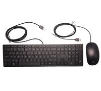 HP Pavilion 400 Wired Keyboard and Mouse Full-size Wired Black QWERTY INT EU US