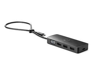 HP - PC USB-C Travel Hub G2 Docking Station, VGA, HDMI, USB, Weight 70g, Scalable Power Supply with 45W, 65W, 90W Adapters, Black