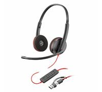 HP Poly Black wire 3220 USB-C PC Headset - Black