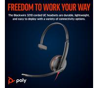 Poly Blackwire 3210 Monaural USB-C Headset +USB-C/A Adapter