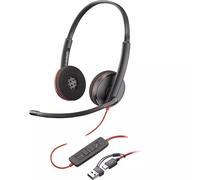 HP Poly Blackwire 3220 Stereo USB-C Headset +USB-C/A Adapter. Product type: Headset. Connectivity technology: Wired. Recommended usage: Office/Call center Cable length: 1.61 m. Weight: 64 g. Product c