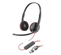 HP Poly Blackwire 3220 Wired Headset HiFi Stereo Sound NoiseCanceling Mic ...