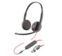 HP Poly Blackwire 3225 Stereo USB-C Headset +3.5mm Plug +USB-C/A Adapter