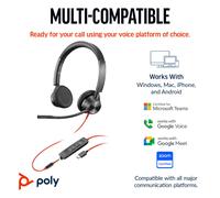 POLY Blackwire 3325 Stereo USB-C Headset +3.5mm Plug +USB-C/A Adapter