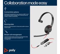 Poly Blackwire 5210 Monaural USB-C Headset +3.5mm Plug +USB-C/A Adapter (Bulk)
