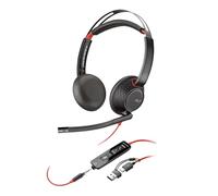 Poly Blackwire 5220 Wired Headset - Flexible Noise-Canceling Boom Mic - Ergonomic Design - Connect to PC/Mac, Mobile via USB-C, USB-A, or 3.5 mm - Works w/Teams, Zoom