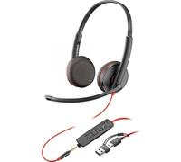 HP Poly Blackwire C3225 3.5mm and USB UC Stereo Headset with USB-A to C Adaptor