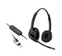 HP Poly Mission 425 USB-C Duo USB-C stereo headset with AI noise reduction, super wideband audio, faux leather ear cushions and memory foam padding