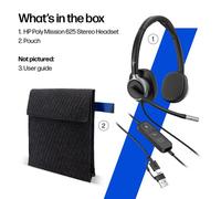 Poly Mission 625 Stereo Wired On-Ear AI Noise Reduction Headset - Black