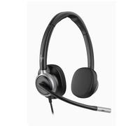 HP Poly Mission 625 USB-C Duo USB-C stereo headset (USB-A adapter included) with 2 AI noise-cancelling microphones, super wideband audio and faux