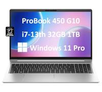 HP ProBook 450 G10 Business Laptop (15.6" FHD IPS Anti-Glare, Intel 10-Core i7-1355U, 32GB RAM, 1TB SSD) Backlit Keyboard, Webcam, Ethernet, Wi-Fi 6E, Wolf Pro Security, Win 11 Pro, Silver