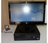 HP Prodesk 600 Windows 10 Pro SFF PC, 8GB ram, SSD + HD, 20" screen, Wi-Fi, KB+M