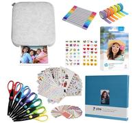 HP Sprocket 3x4 Instant Photo Printer - Kit: 20 Pack Zink Paper, Scissors, Scrapbook Album, Markers, Sticker sets