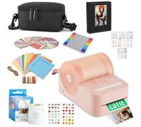 HP Sprocket Panorama Instant Portable Color Label & Photo Printer (Pink) Gift Bundle with case, Zink roll, Photo Album, Markers, Stickers and Frames