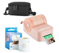 HP Sprocket Panorama Instant Portable Color Label & Photo Printer (Pink) Starter Bundle with case Zink roll