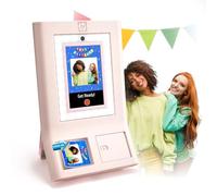 HP Sprocket Photobooth Instant 3x4” Color Photo Printer (Pink) Capture & Customize with 250+ Frames, Print on Zink Paper or Share via Wi-Fi. Photo Booth w/LED Ring Light, Touch Screen & Mobile App.