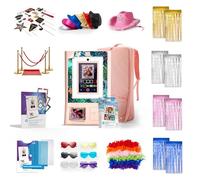 HP Sprocket Photo Booth Machine Instant Color Photo Printer (Pink) + Zink Paper(100 sheets)+ Case (1) + Stickers frames (15) & more