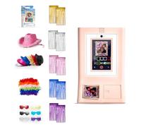 HP Sprocket Photo Booth Machine Instant Color Photo Printer (Pink) + Zink Paper (100 Sheets)+ Fedora (6)+ Glasses (6)+ Boas (6) & more