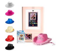 HP Sprocket Photo Booth Machine Instant Color Photo Printer (Pink) + Zink Paper (100 Sheets) + Fedora (6) + Pink Hat (1)