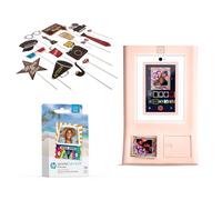 HP Sprocket Photo Booth Machine Instant Color Photo Printer (Pink) + Zink Paper (100 Sheets) + Hollywood Props (1)