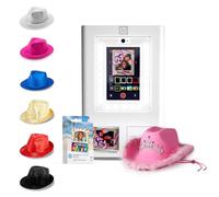 HP Sprocket Photo Booth Machine Instant Color Photo Printer (White) + Zink Paper (100 Sheets) + Fedora (6) + Pink Hat (1)