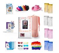 HP Sprocket Photo Booth Machine Instant Color Photo Printer (White) + Zink Paper (100 Sheets) + Fedoras (6)+ Glasses (6)+ Boas (6)+ Pink Hat (1) & more