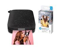 HP Sprocket Portable 2x3" Instant Photo Printer (Black) with HP Sprocket 2x3" Premium Zink Sticky Back Photo Paper (50 Sheets)
