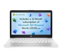 HP Stream 11" Laptop | Intel Celeron N4120 Processor | 4 GB RAM | 64 GB eMMC | Intel UHD Graphics | HD Display | Up to 14hrs battery |MS 365 Personal 12 month incl.|Win 11 |Diamond White |11-ak0027na