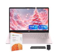 HP Stream 14" HD Laptop, Intel Processor N150, 16GB RAM, 1.16TB Storage(128GB UFS+1.03TB Docking Station Set), Intel Graphics, Webcam, Wi-Fi 6, 1 Year Office 365, Copilot, Fast Charge, Win 11, Pink