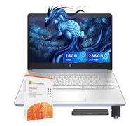 HP Stream 14" HD Laptop, Intel Processor N150, 16GB RAM, 288GB Storage(128GB UFS+160GB Docking Station Set), Intel Graphics, 1 Year Office 365, Copilot, Fast Charge, Wi-Fi 6, Win 11 S, Blue