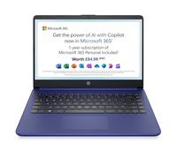 HP Stream 14" Laptop | Intel N4120 Processor | 4 GB RAM | 128 GB SSD | Intel UHD Graphics | HD Display | Dual Speakers | Microsoft 365 Personal 12 month included | Win 11 | Indigo Blue | 14s-dq0033sa