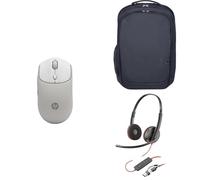 HP Student Bundle 400 Quiet Maple Wireless Mouse, 16" Odyssey Gray Backpack & Poly Blackwire 3220 Headset w/Noise-Canceling Mic for Teams, Zoom
