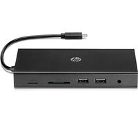 HP Travel USB-C Multi Port Hub | USB-C Pass Through Charging | 1 Gbps RJ45 Ethernet Port | Simultaneous HDMI and VGA Connections | Multiple USB, SD, Micro SD Ports| Black