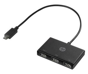 HP USB-C to USB-A Hub 3-Port Portable Adapter Black USB 3.0 2.0 Converter
