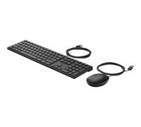 HP Wired Desktop 320MK Mouse and Keyboard - USB Cable Keyboard - English - Black - Cable Mouse - Black - Compatible with PC