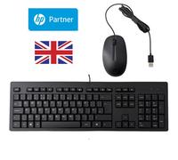 HP WIRED KEYBOARD MOUSE SET USB BLACK SLIM UK QWERTY For PC LAPTOP COMPUTER