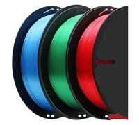 HP3DF 3 Rolls (3kgs) Silk 3D Printer Filament, 1.75mm +/- 0.02mm, Smooth Silky Shiny Surface, Fit for FDM Printers(1Red 1Green 1Blue)