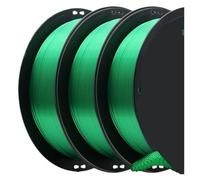 HP3DF 3 Rolls (3kgs) Silk 3D Printer Filament, 1.75mm +/- 0.02mm, Smooth Silky Shiny Surface, Fit for FDM Printers(3 Rolls Green)