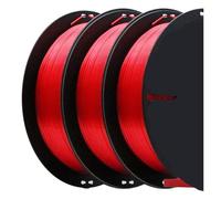 HP3DF 3 Rolls (3kgs) Silk 3D Printer Filament, 1.75mm +/- 0.02mm, Smooth Silky Shiny Surface, Fit for FDM Printers(3 Rolls Red)