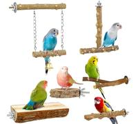 HPAWHOMEPART Bird Perches, 6pcs Natural Wood Birds Stand Branch, Bird Perch Chewing Stick Cage Accessories Parrot Climbing Standing Branches Paw Grinding Fork Sets for Parakeet Lovebirds Cockatiels