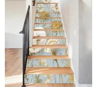 Hpbbspring 15Pcs Staircase Stickers Dandelion White Plants Tile Stickers Beauiful Self-Adhesive Water Proof Staircase Decor for Steps Parks Balcony Coffee 100 * 18cm/39.37 * 7.09In