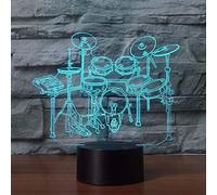 HPBN8 3D Drum Kit Night Light Lamp 7 Color Change LED Touch USB Table Gift Kids Toys Decor Decorations Christmas Valentines Gift Birthday Gift