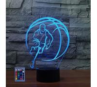 HPBN8 Ltd 3D Basketball Night Light Lamp 7/16 Color Change LED Lamp USB Powered Remote Control Valentines Decor Birthday Room Decoration