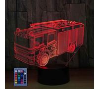 HPBN8 Ltd 3D Fire Engine Night Light Lamp 7/16 Color Change LED Lamp USB Powered Remote Control Touch Switch Decor Decorations Valentines Room Decoration Birthday