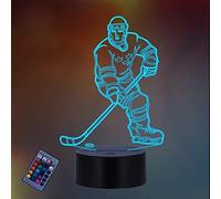 HPBN8 Ltd 3D Ice Hockey Night Light USB Powered Remote Control Touch Switch Decor Table Optical Illusion Lamps 7/16 Color Changing Lights LED Table Lamp Xmas Home Love Brithday Room Decoration
