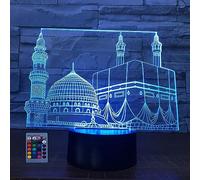 HPBN8 Ltd 3D Islamic Castle Night Light Lamp 7/16 Color Change LED Lamp USB Powered Remote Control Valentines Decor Birthday Room Decoration