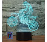HPBN8 Ltd 3D Motorcycle Night Light Optical Illusion Lamp 7/16 Colors Changing USB Powered Remote Control Touch Switch LED 3D Lamp Xmas Brithday Children Kids Decor Toy Gift