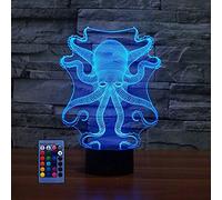 HPBN8 Ltd 3D Octopus Lamp 7/16 Colour Changing USB Powered Remote Control LED Lamp Art Sculpture Lights Desk Lamp for Children Xmas Home Love Brithday Children Kids Decor Gift
