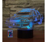 HPBN8 Ltd 3D Police Car Night Light Optical Illusion Lamp 7/16 Colors Changing USB Powered Remote Control Touch Switch LED 3D Lamp Xmas Brithday Room Decoration